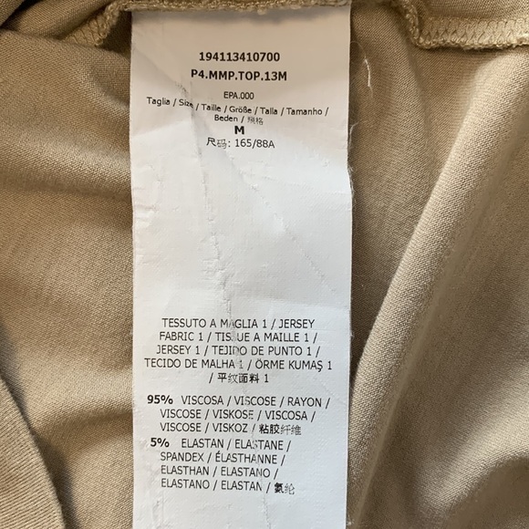 MAXMARA scoop neck 3/4 sleeve jersey knit top fitted scoop neck beige medium - Picture 7 of 10